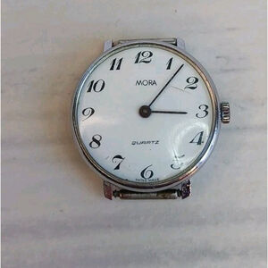 VTG Mora Ladies Silver Case Wrist Watch Round Swiss Made For Parts Not Working